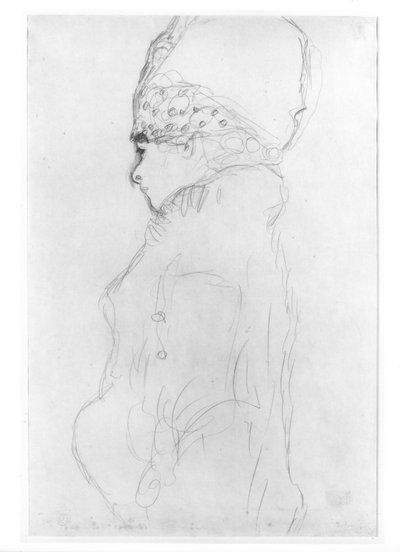 Dame avec un chapeau haut, vers 1917 - Gustav Klimt