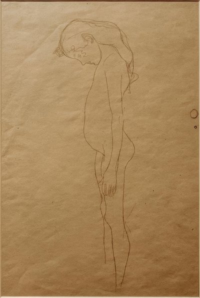 Nu de jeune fille avec tête baissée vers la gauche - Gustav Klimt