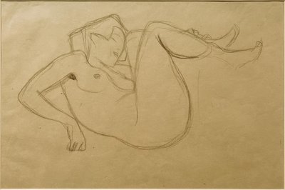 Nu féminin accroupi avec les jambes repliées (étude) - Gustav Klimt