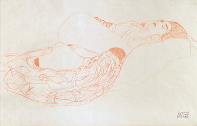 Semi-nu allongé (se masturbant) - Gustav Klimt