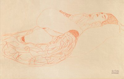 Semi-nu allongé se masturbant, 1912-1913 - Gustav Klimt