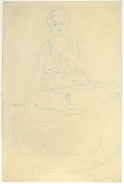 Demi-nu assis de face, vers 1907 - Gustav Klimt