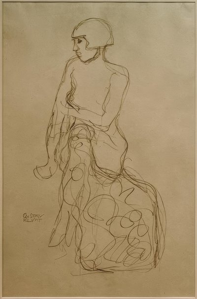 Demi-nu assis vers la gauche - Gustav Klimt