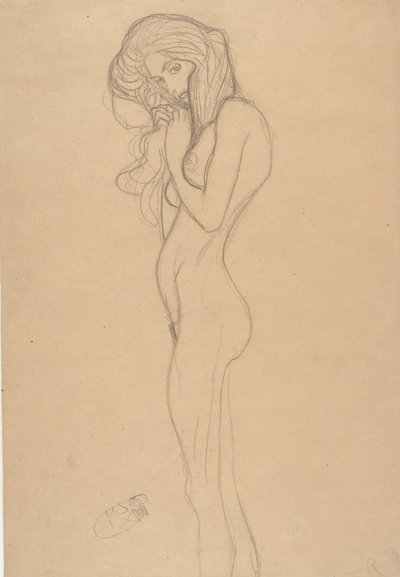 Étude de nu féminin debout pour la Frise Beethoven, 1901 - Gustav Klimt
