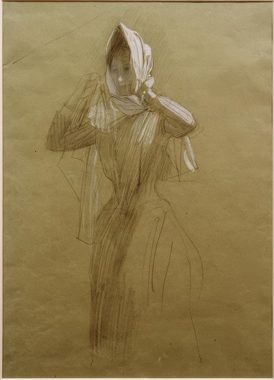 Jeune femme debout, mettant un foulard - Gustav Klimt