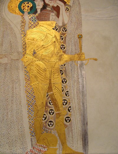 La Frise Beethoven, (détail) : Chevalier en armure brillante - Gustav Klimt