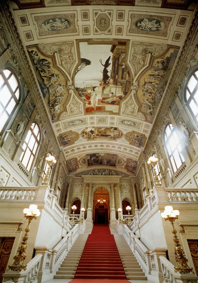 Burgtheatre (théâtre de cour) de Vienne, escalier (à gauche) : Théâtre de Taormine - Gustav Klimt
