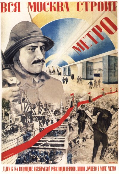Toute Moscou construit le métro Affiche, 1934 - Gustav Klutsis