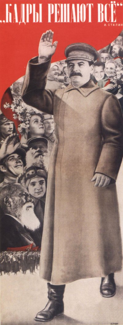 Le personnel détermine tout. Affiche de I. Staline, 1935 - Gustav Klutsis