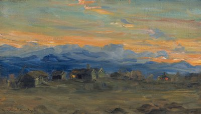 Ferme de montagne dans la lumière du soir - Gustav Wentzel