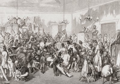 Vente aux enchères au 19e siècle. - Gustave (after) Dore