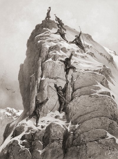 Première ascension du Cervin (gravure) - Gustave (after) Dore