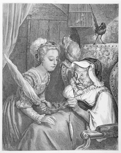 La Princesse et la Fée Spite, gravé par Stephane Pannemaker (1861) - Gustave (after) Dore