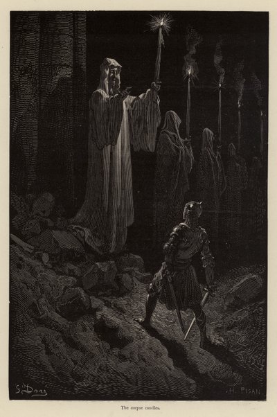 Les bougies du cadavre (gravure) - Gustave (after) Dore