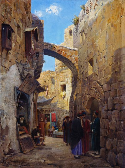 Scène de rue à Jérusalem - Gustave Bauernfeind