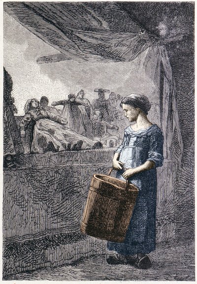 Cosette devant la boutique de jouets - dans « Les Misérables » de Victor Hugo, ill. par Brion, éd. Hetzel et Lacroix - Gustave Brion