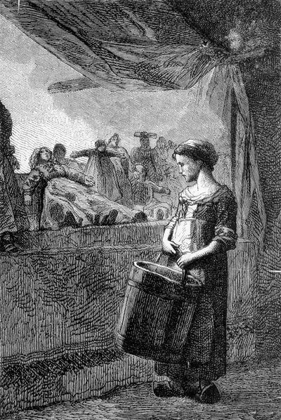 Cosette devant la boutique de jouets - dans "Les Misérables" de Victor Hugo, ill. par Brion, éd. Hetzel et Lacroix - Gustave Brion