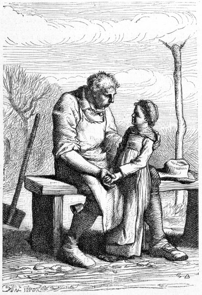 Cosette et Jean Valjean - dans "Les Misérables" par Victor Hugo, ill. par Brion, éd. Hetzel et Lacroix - Gustave Brion