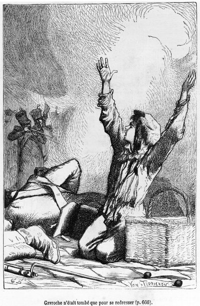Gavroche était tombé seulement pour se relever, illustration de 