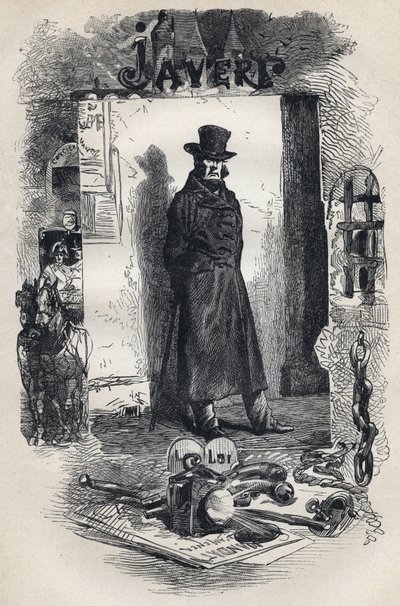 Javert, illustration du roman « Les Misérables » de Victor Hugo - Gustave Brion