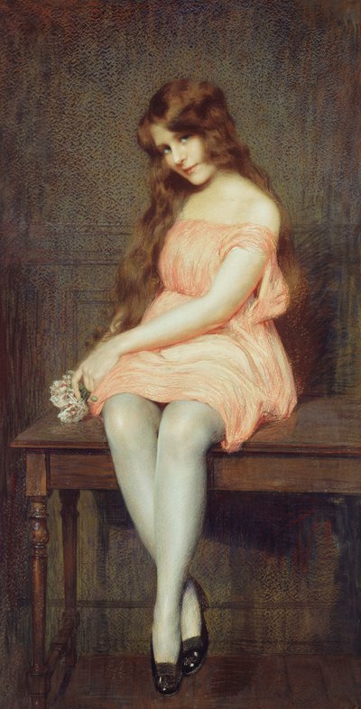 Jeune fille en robe rouge - Gustave Brisgand