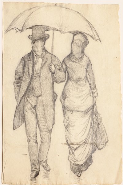 Homme et femme sous un parapluie - Gustave Caillebotte
