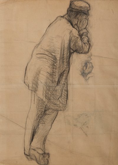Étude pour Le Pont de l’Europe : Homme appuyé sur ses coudes c.1876 - Gustave Caillebotte