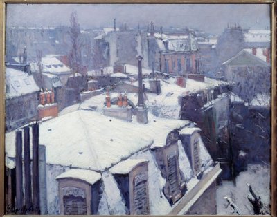 Vue des toits (effet de neige) à Paris - Gustave Caillebotte
