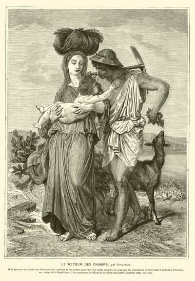 Paysans romains anciens rentrant chez eux après une journée dans les champs - Gustave Clarence Rodolphe Boulanger