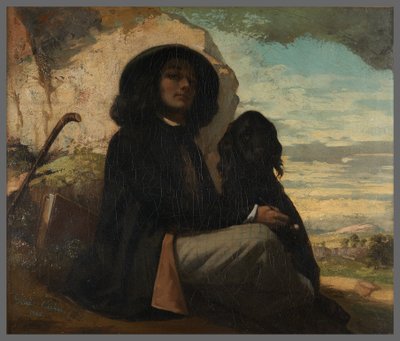 Autoportrait dit Courbet au chien noir - Gustave Courbet