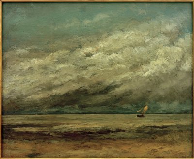 Voilier près de la côte, ciel orageux - Gustave Courbet