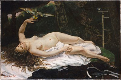 Français :  La Femme au perroquet Woman with a Parrot - Gustave Courbet