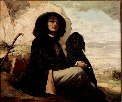 Autoportrait avec chien noir - Gustave Courbet