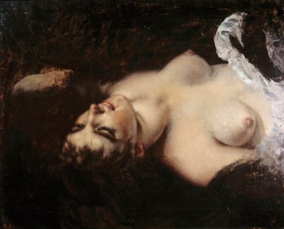 Étude pour la femme au perroquet. Le modèle pourrait être Joanna Hiffernan, dite Jo - Gustave Courbet