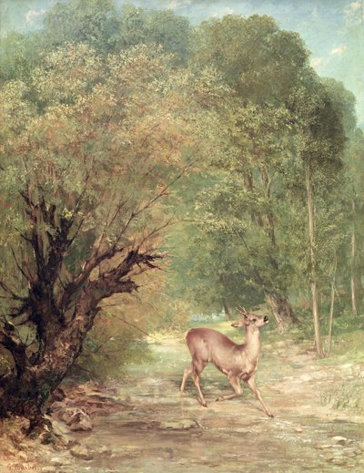 Le chevreuil chassé en alerte, printemps, 1867 - Gustave Courbet