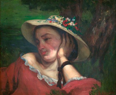 Femme avec des fleurs sur son chapeau - Gustave Courbet