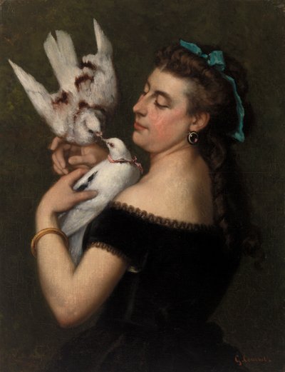Femme avec des pigeons - Gustave Courbet