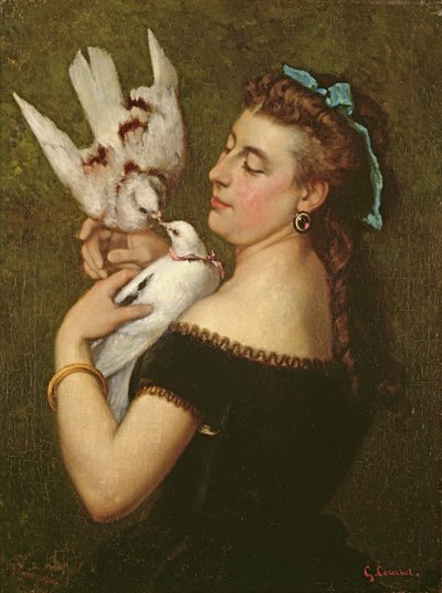 Femme avec des pigeons - Gustave Courbet