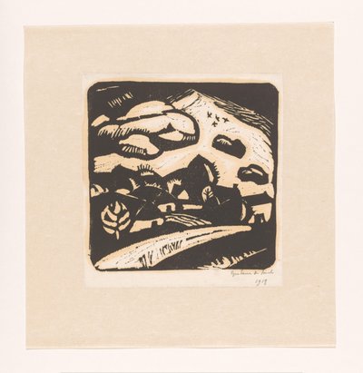 Paysage avec maisons, route et montagne - Gustave De Smet (signed by artist)