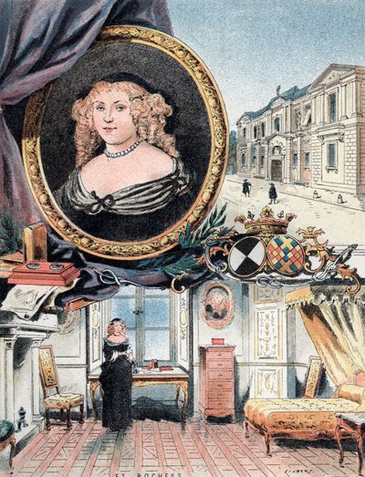 Portrait de la Marquise de Sévigné, avec le Château des Rochers et l
