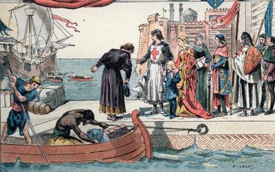 Septième Croisade : Le roi de France Louis IX quittant Saint-Jean-d