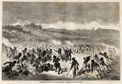 Un jeu de balle parmi les Indiens Choctaws, tribu de la région du Mississippi, dessiné par Gustave Doré (1832-1883), pour illustrer le voyage du Mississippi à l