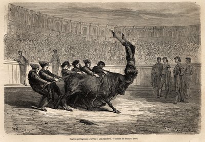 Une scène de corrida, les Pegatores à Séville - Gustave Dore