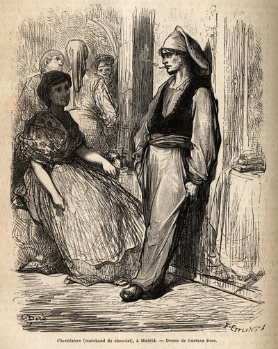 Un marchand de chocolat en plein air à Madrid - Gustave Dore