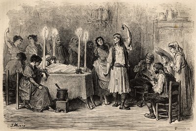 Une danse funéraire, pendant le jour mortuaire à Jijonas (province d