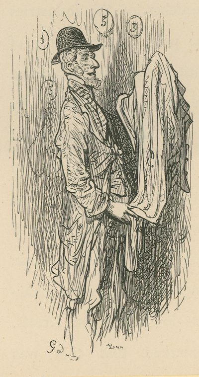 Un homme tenant un tissu - Gustave Dore