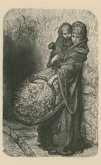 Une femme vendant des fleurs - Gustave Dore