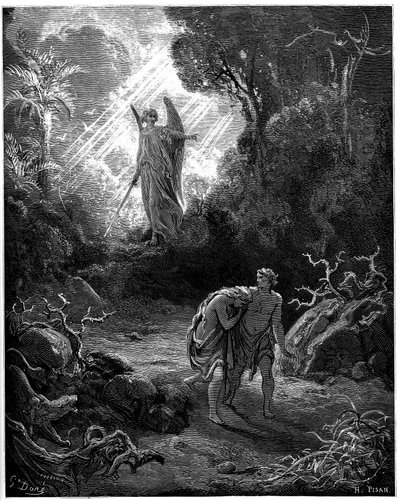 Adam et Ève chassés du paradis - Illustration de Gustave Doré pour la Bible - Gustave Dore