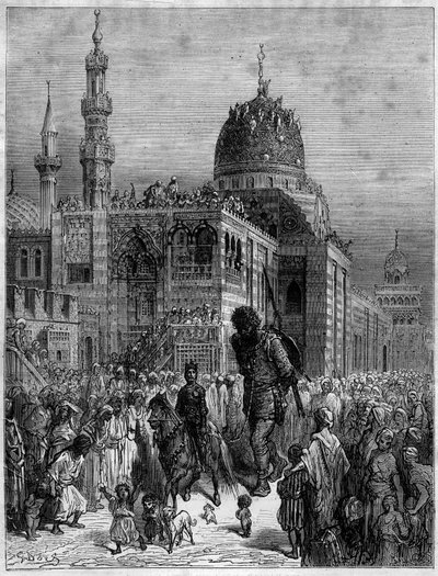 Tout le monde courut voir le géant démesuré. Illustration du poème 