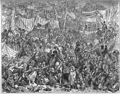 Arrivée de Don Quichotte au mariage de Camache - de "Don Quichotte de la Manche" par Miguel Cervantes (1547-1616) - Gravure sur bois d